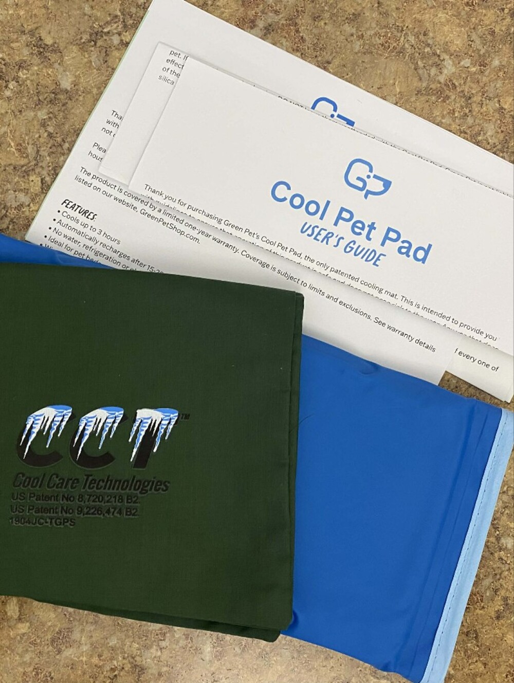 Cooling Pillow Pad with Green Cover | 15" x 12"